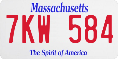 MA license plate 7KW584