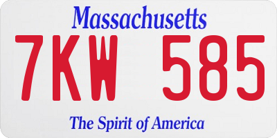 MA license plate 7KW585