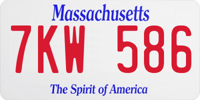MA license plate 7KW586