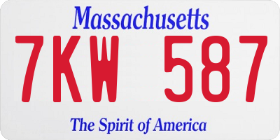 MA license plate 7KW587