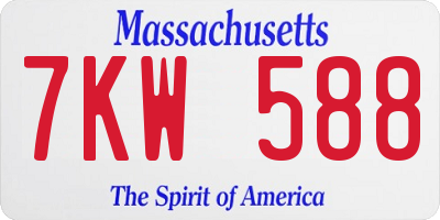 MA license plate 7KW588