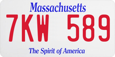 MA license plate 7KW589