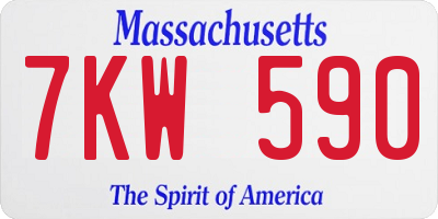 MA license plate 7KW590