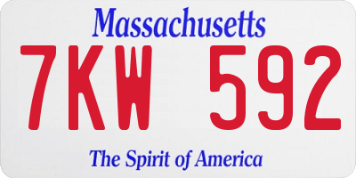 MA license plate 7KW592