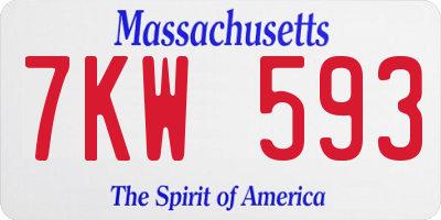 MA license plate 7KW593
