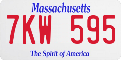 MA license plate 7KW595