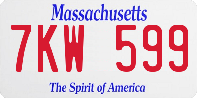 MA license plate 7KW599