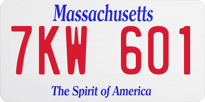 MA license plate 7KW601
