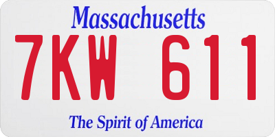 MA license plate 7KW611