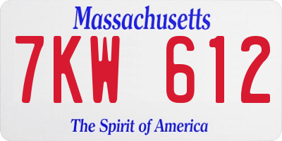 MA license plate 7KW612