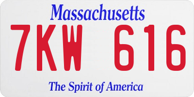MA license plate 7KW616
