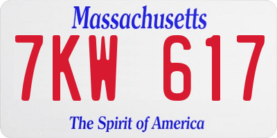 MA license plate 7KW617
