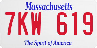 MA license plate 7KW619