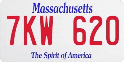 MA license plate 7KW620