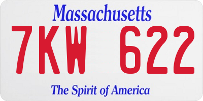 MA license plate 7KW622