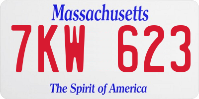 MA license plate 7KW623