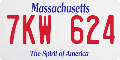 MA license plate 7KW624