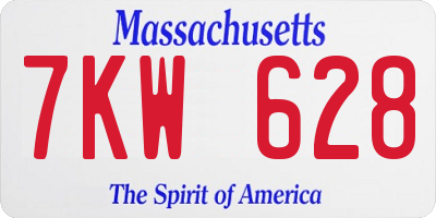 MA license plate 7KW628