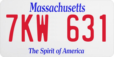 MA license plate 7KW631