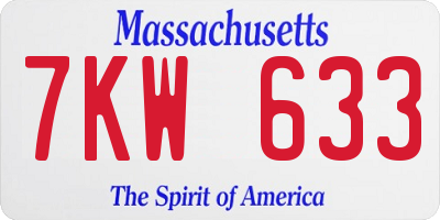 MA license plate 7KW633