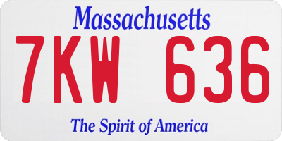 MA license plate 7KW636
