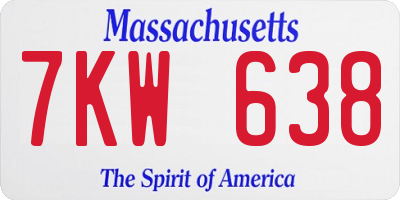 MA license plate 7KW638