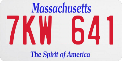 MA license plate 7KW641