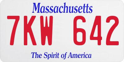 MA license plate 7KW642