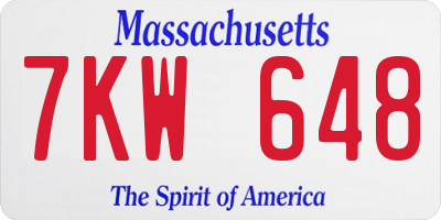 MA license plate 7KW648