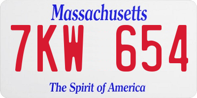 MA license plate 7KW654