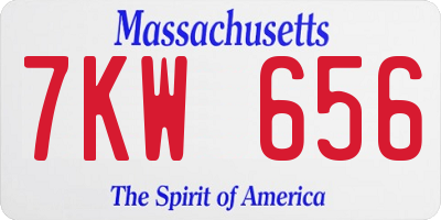 MA license plate 7KW656