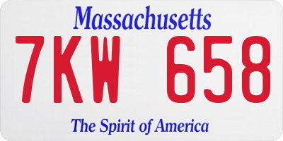 MA license plate 7KW658