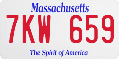 MA license plate 7KW659