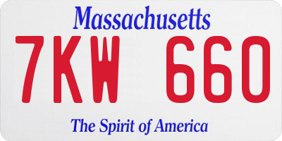 MA license plate 7KW660