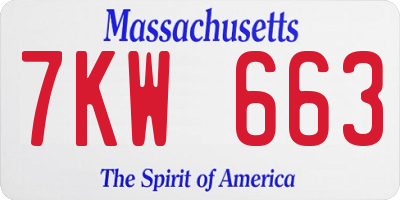 MA license plate 7KW663
