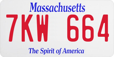 MA license plate 7KW664