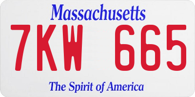 MA license plate 7KW665