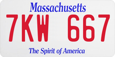 MA license plate 7KW667