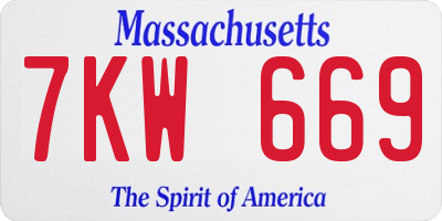 MA license plate 7KW669