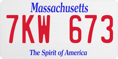 MA license plate 7KW673