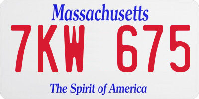 MA license plate 7KW675