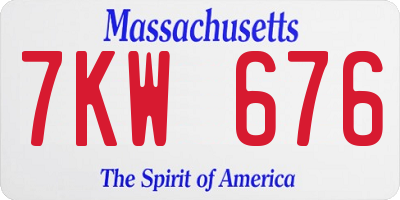 MA license plate 7KW676