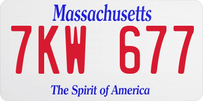 MA license plate 7KW677