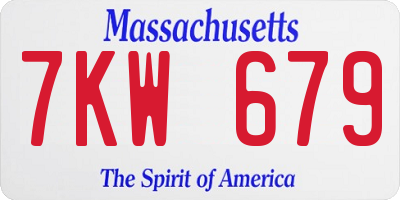 MA license plate 7KW679