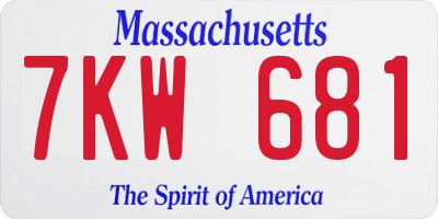MA license plate 7KW681