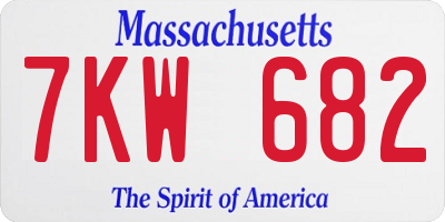 MA license plate 7KW682