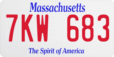 MA license plate 7KW683