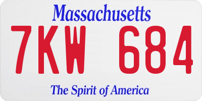 MA license plate 7KW684