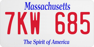 MA license plate 7KW685