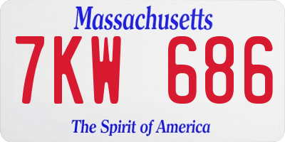 MA license plate 7KW686